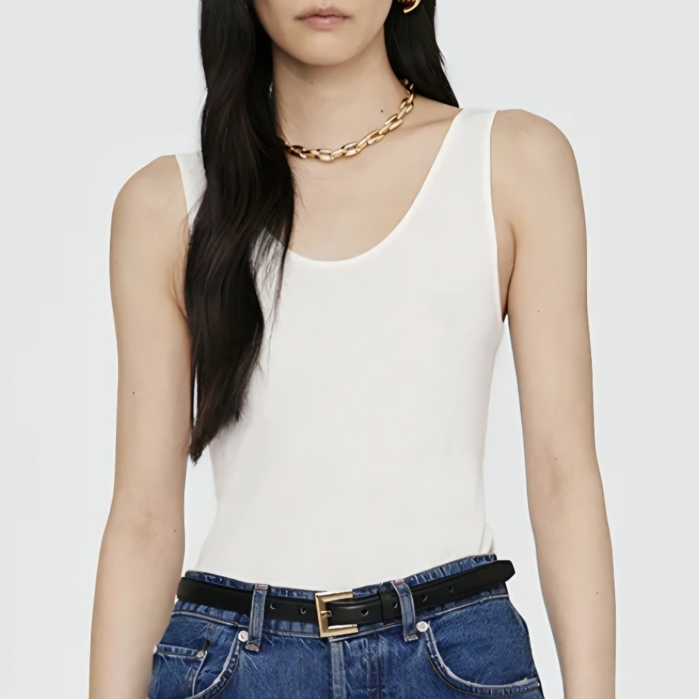 Anine Bing White Ginny Bodysuit Size M